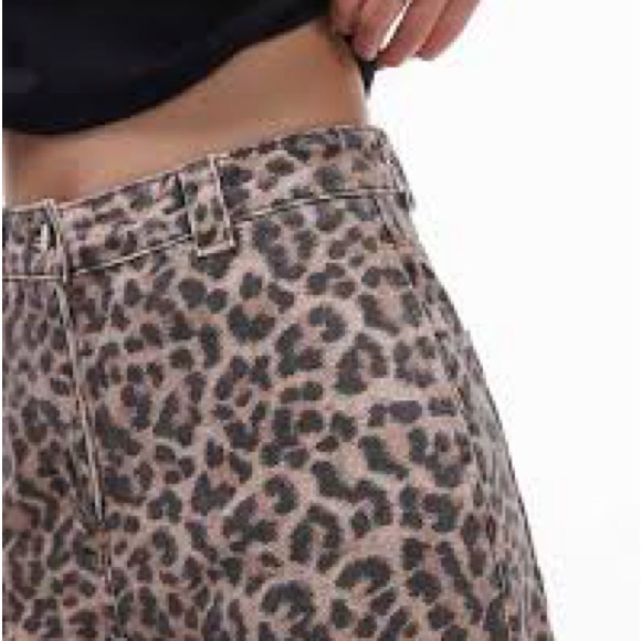 Topshop Leopard Print Wide-Leg Pants - Taupe & Black - Picture 4 of 8